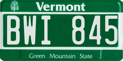 VT license plate BWI845