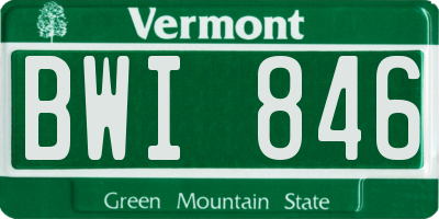 VT license plate BWI846