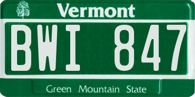 VT license plate BWI847