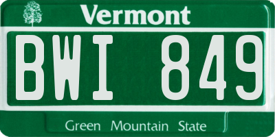VT license plate BWI849