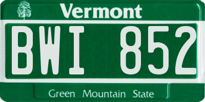 VT license plate BWI852