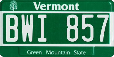 VT license plate BWI857