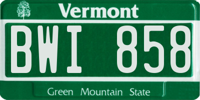 VT license plate BWI858