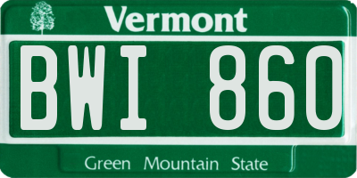 VT license plate BWI860