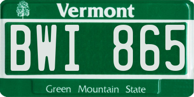 VT license plate BWI865