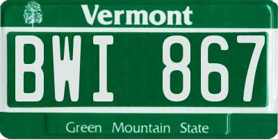 VT license plate BWI867