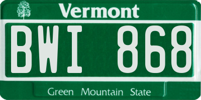 VT license plate BWI868