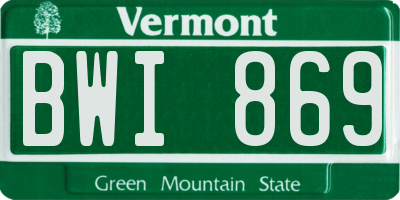 VT license plate BWI869
