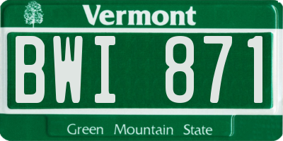 VT license plate BWI871