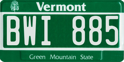 VT license plate BWI885