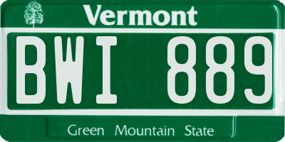 VT license plate BWI889