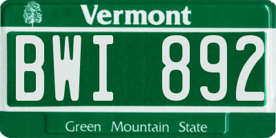 VT license plate BWI892