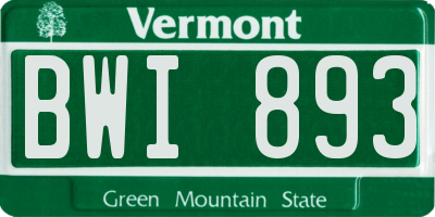 VT license plate BWI893