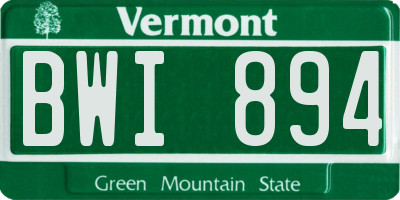 VT license plate BWI894