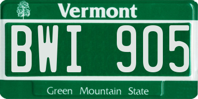 VT license plate BWI905