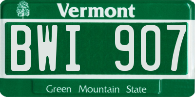 VT license plate BWI907