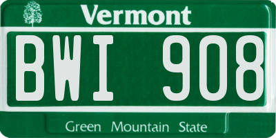 VT license plate BWI908