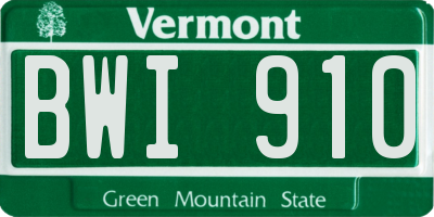 VT license plate BWI910