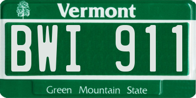 VT license plate BWI911