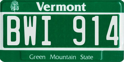 VT license plate BWI914