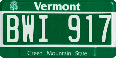 VT license plate BWI917