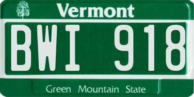 VT license plate BWI918