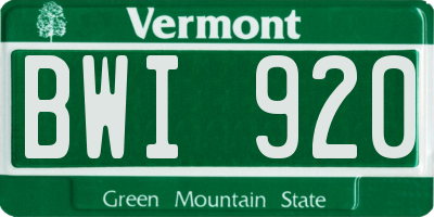 VT license plate BWI920