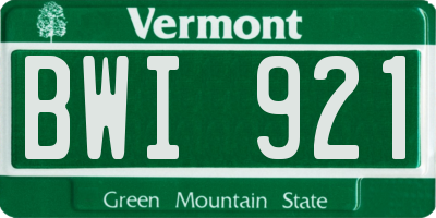 VT license plate BWI921