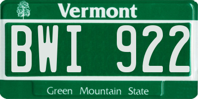 VT license plate BWI922
