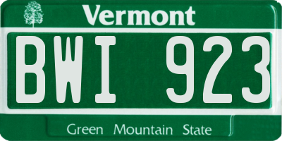 VT license plate BWI923
