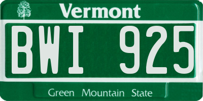 VT license plate BWI925