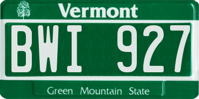 VT license plate BWI927