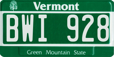 VT license plate BWI928