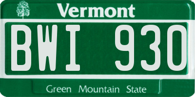 VT license plate BWI930