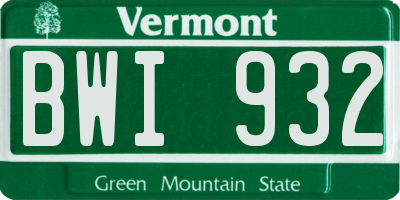 VT license plate BWI932