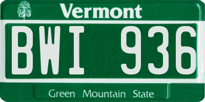 VT license plate BWI936