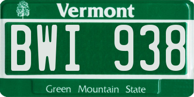 VT license plate BWI938