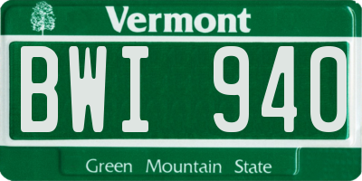 VT license plate BWI940