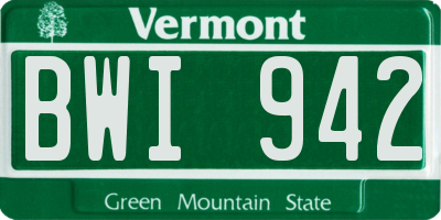 VT license plate BWI942