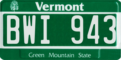 VT license plate BWI943