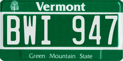 VT license plate BWI947