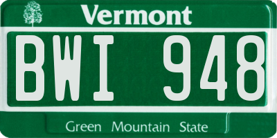 VT license plate BWI948