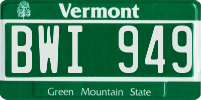 VT license plate BWI949