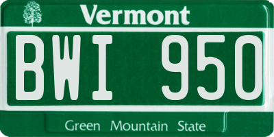 VT license plate BWI950