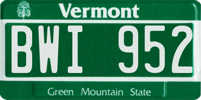VT license plate BWI952
