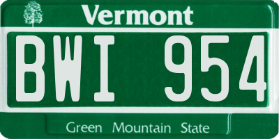 VT license plate BWI954