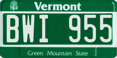 VT license plate BWI955