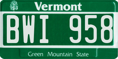 VT license plate BWI958