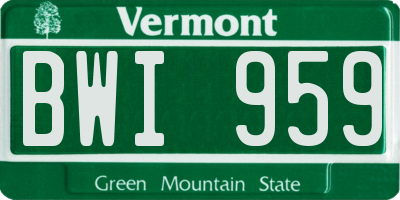 VT license plate BWI959