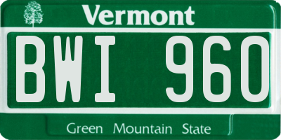 VT license plate BWI960